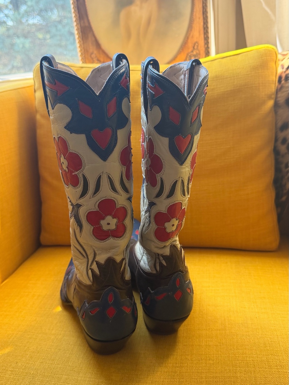 Bluebird Retro Genuine Leather Cowboy Boots Ladies Size 10 Rancho Loco - Picture 4 of 7